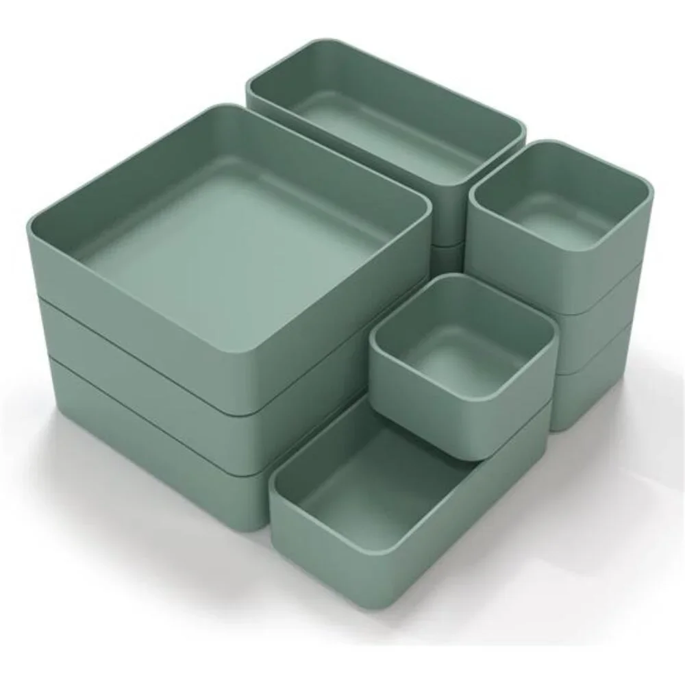 Stackable Drawer Organizer Set Makeup Vanity Desk Storage Bins Kitchen Office